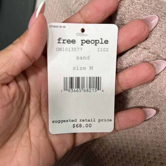 Free People North Shore Thermal Top Sand NWT size M - Picture 12 of 12